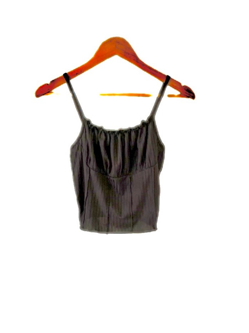 Papaya Black Ribbed Spaghetti Strap Crop Cami M